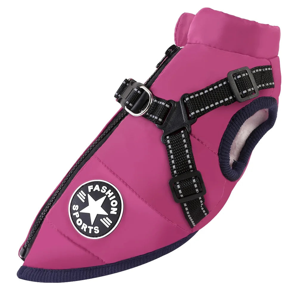 Winterwarme Hundejacke mit Geschirr, wasserdichte Hundemantelweste für kleine und mittelgroße Chihuahua-Hundekleidung mit französischer Bulldogge im Freien
