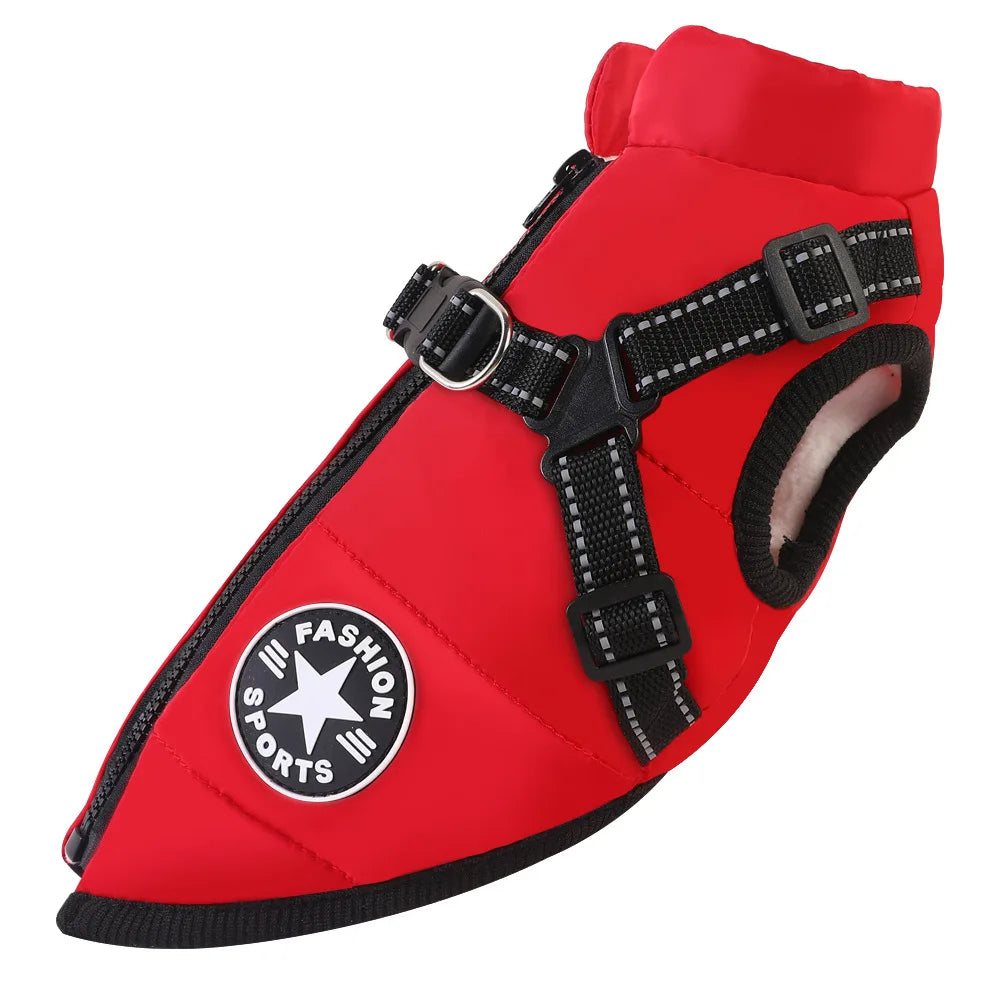 Winterwarme Hundejacke mit Geschirr, wasserdichte Hundemantelweste für kleine und mittelgroße Chihuahua-Hundekleidung mit französischer Bulldogge im Freien